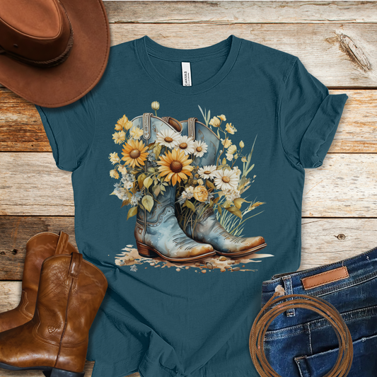 Worn Daisy Boots T-Shirt