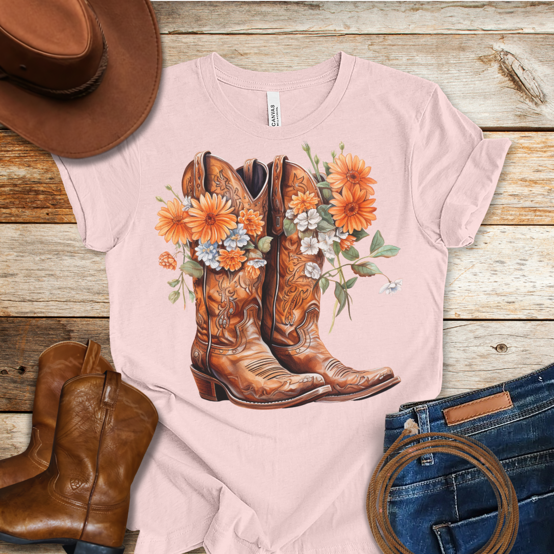 Gerbera Daisies Boots T-Shirt