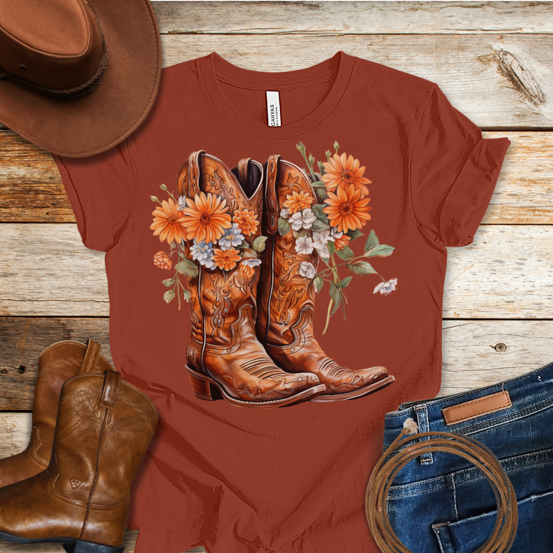 Gerbera Daisies Boots T-Shirt