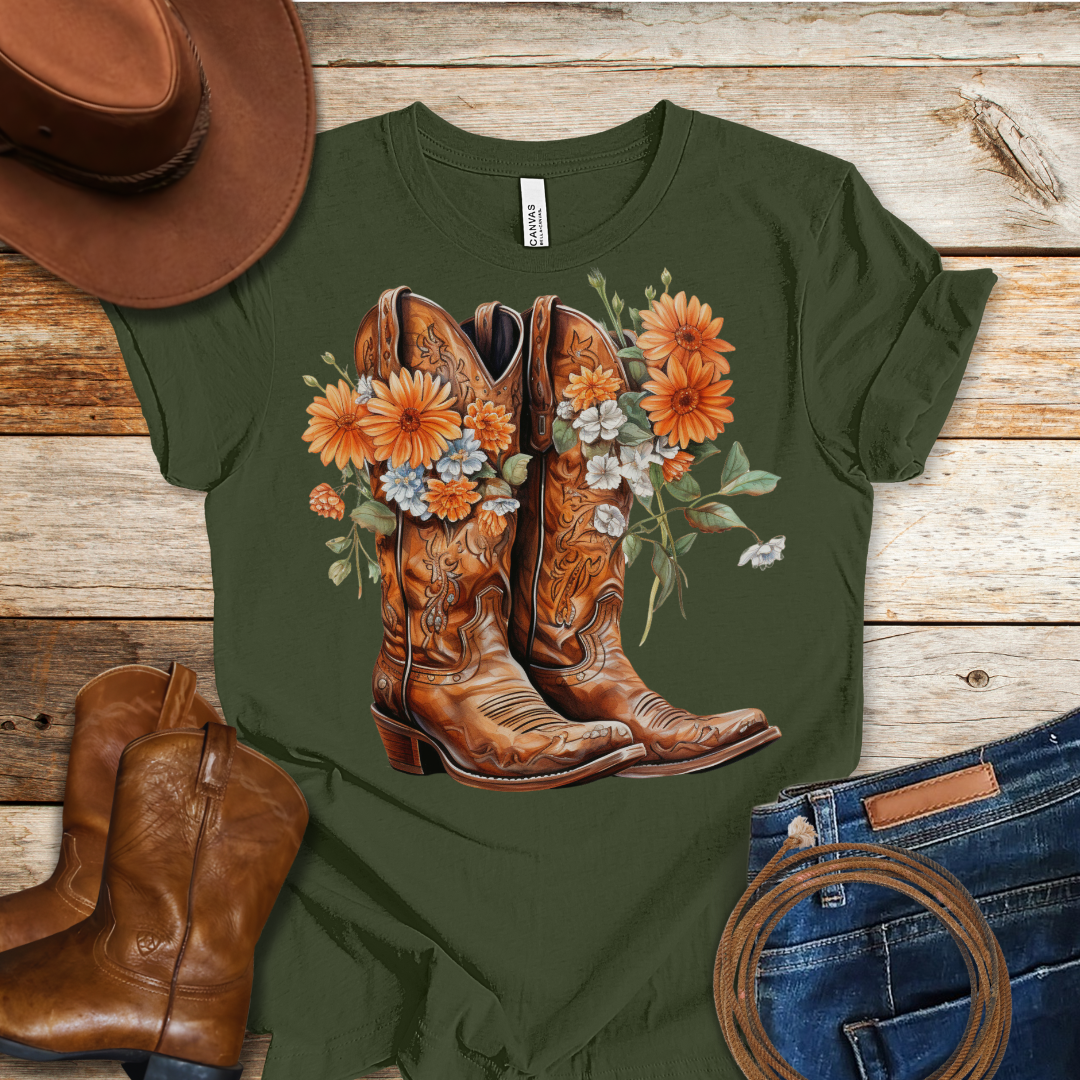 Gerbera Daisies Boots T-Shirt