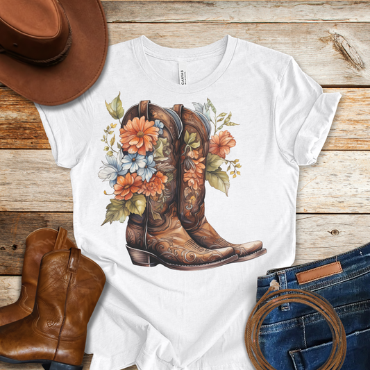 Bouquet Worn Boots T-Shirt