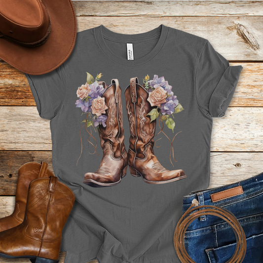 Pink Rose Boots T-Shirt