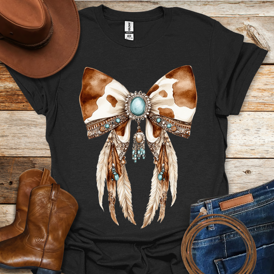 Cow Bow Feathers T-Shirt