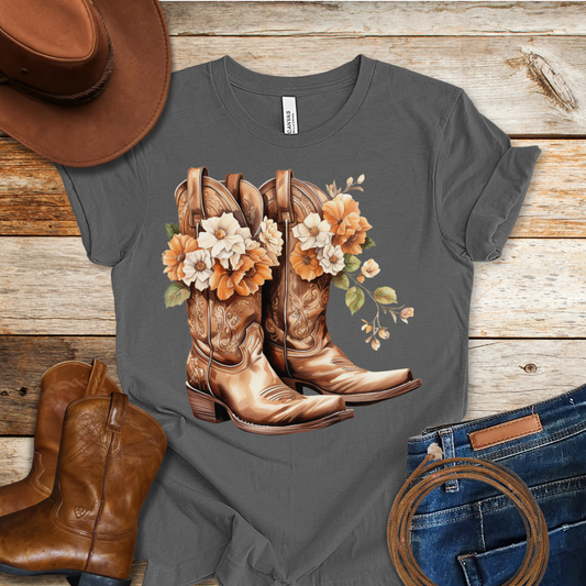 Orange Daisy Boots T-Shirt