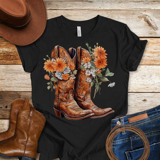 Gerbera Daisies Boots T-Shirt