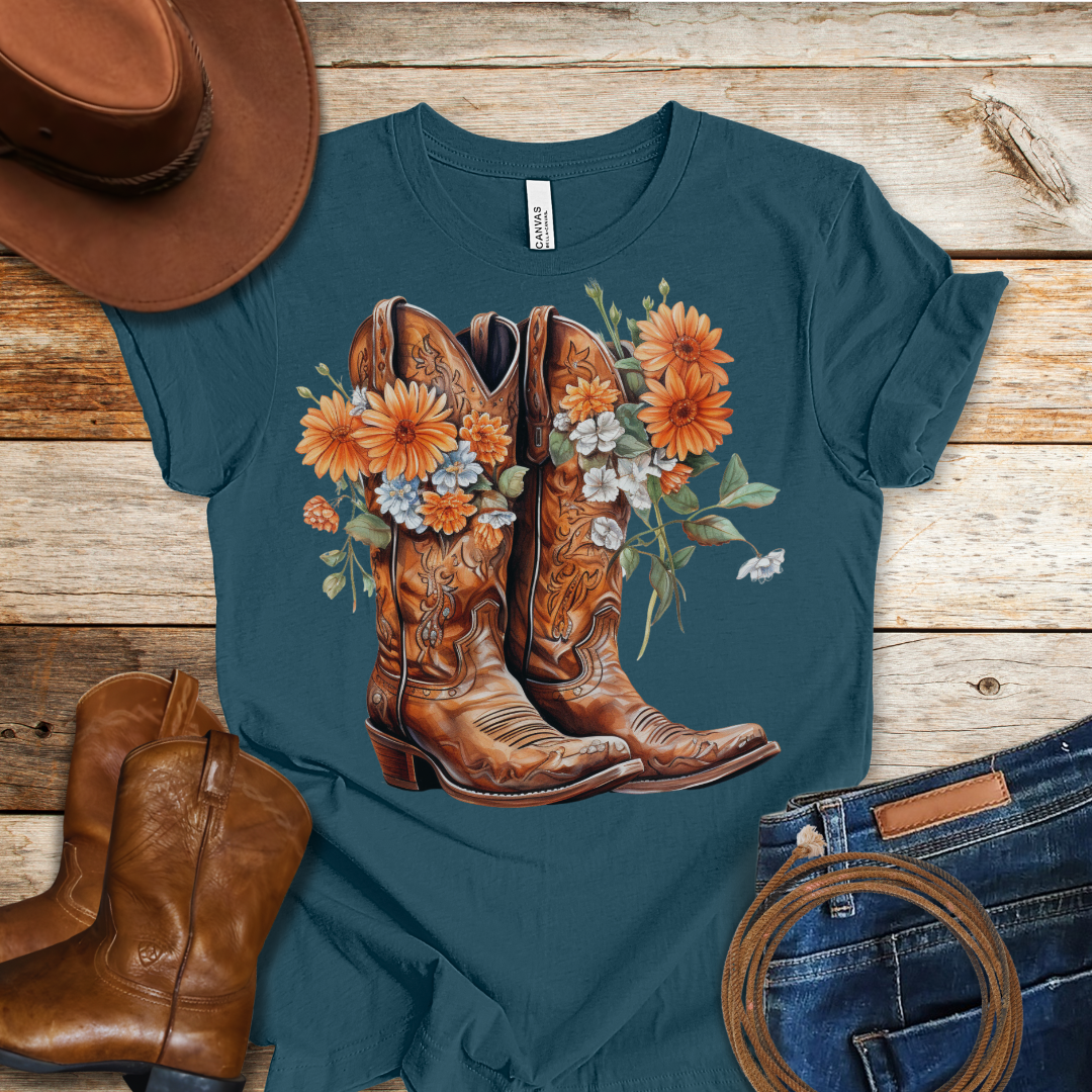 Gerbera Daisies Boots T-Shirt